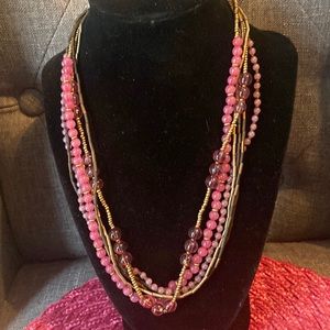 Brown and pink/fuchsia layered necklace